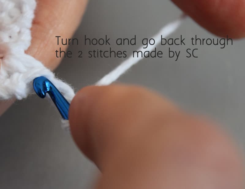 2nd step in picot stitch