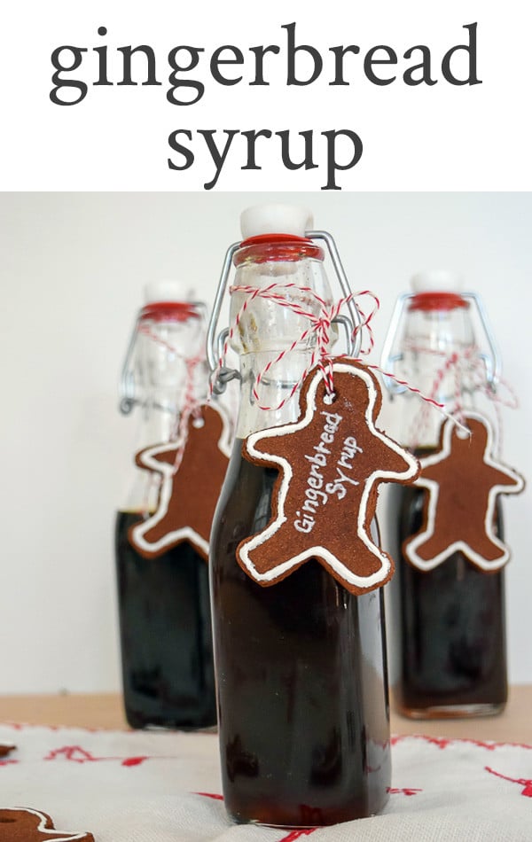 Love this idea for coffee and steamed milk! This gingerbread syrup is not only perfect for my use, but will also make a great gift with a mug and some coffee beans. #gingerbread #syrup #gifts #coffee