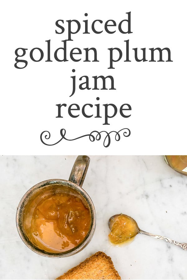 Pin for Golden Plum Jam Recipe: Perfect for morning toast or biscuit, and hostess, housewarming or holiday gifting.