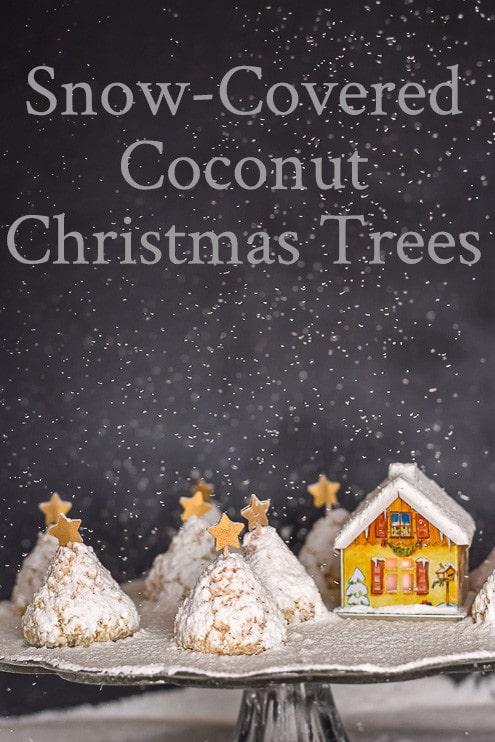 Coconut Christmas Tree Cookies Recipe: Pinterest Pin image