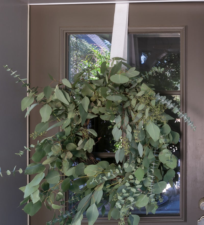 Fresh and Natural Eucalyptus wreath for fall front door.
