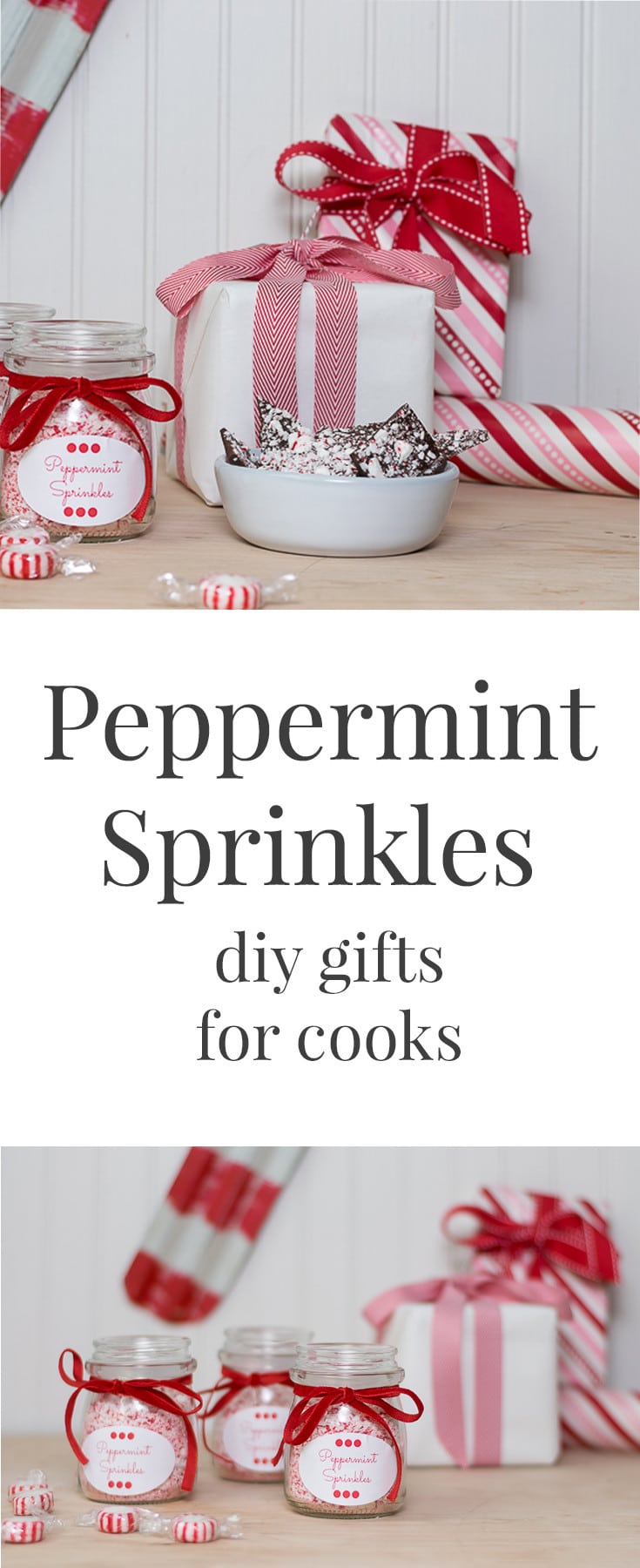 I love making gifts from my kitchen for the holidays. These Peppermint Sprinkles are so easy to make but will be so appreciated by busy cooks this Christmas. One of three ideas or easy recipes for DIY gifts for cooks.