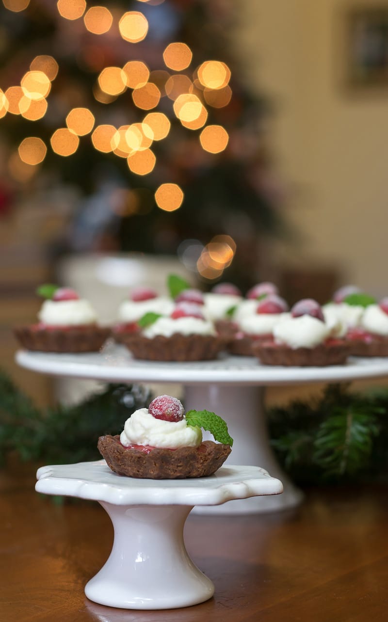 Holiday Baking Planner : close up of a tray of chocolate cranberry tarts