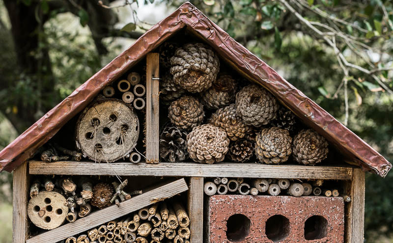 Close up of DIY Insect Hotel