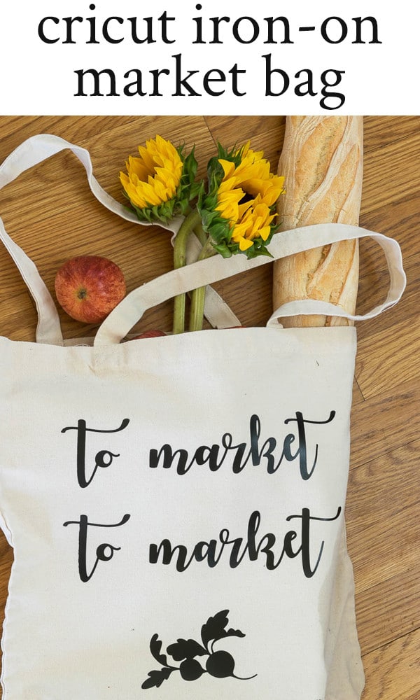 Use your Cricut and Cricut Iron On Vinyl to spiffy up a plain canvas bag and turn it into a Market Bag for all visits to your Farmer's Markets. Wouldn't this market bag also make a great'Welcome to the Neighborhood' gift, filled with information about your local markets and products from the markets?.