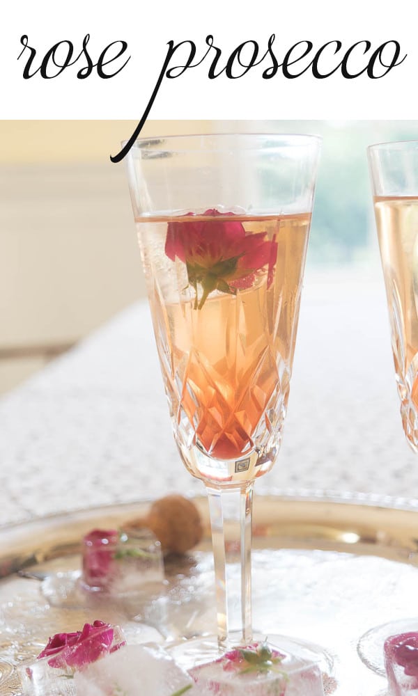 Easy to make rose-infused simple syrup and rose ice cubes make a glass of Prosecco something extra special. Rose Prosecco cocktail will be perfect for a special event, a girl's night or just a lovely Friday evening sip.