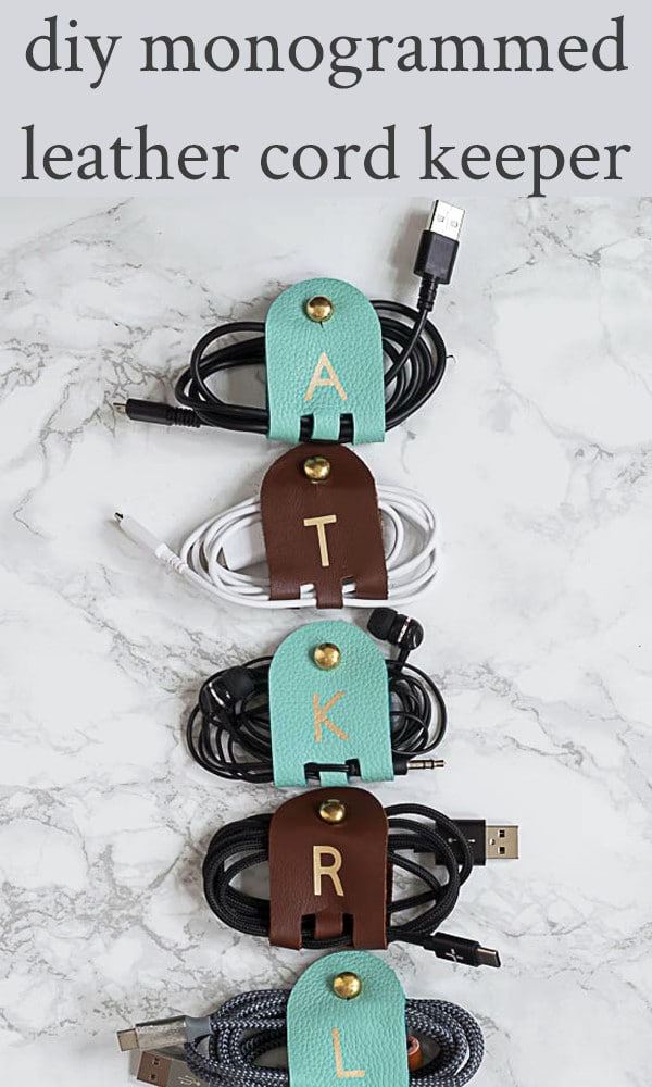 DIY Monogrammed Leather Cord Keepers are fairly quick to make, are so very useful! & make great gifts! Use your Cricut to cut the leather & iron on vinyl.