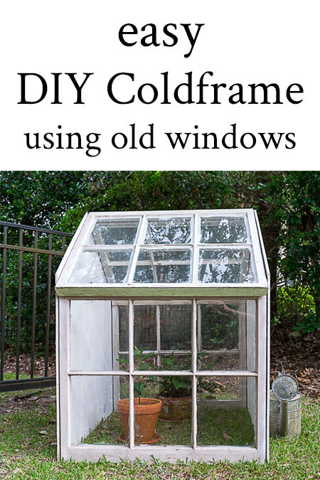 Easily build a diy cold frame using old windows to extend your growing season and help your plants winter over. #garden #coldframe #oldwindows #diy #winter #upcycle